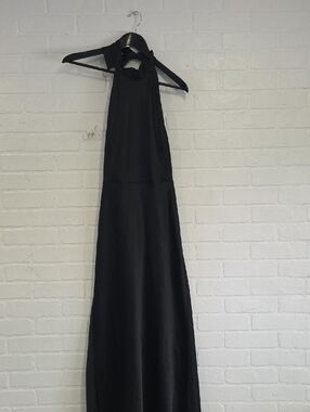 Joie Black Satin Halter Maxi Dress